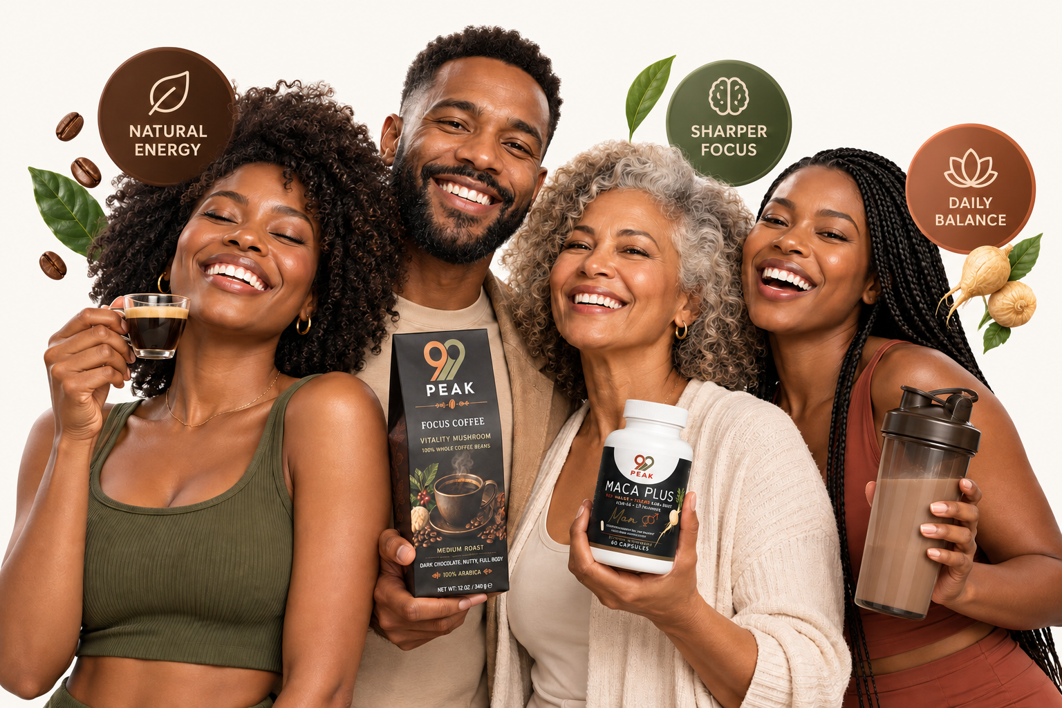 99 PEAK community with Focus Coffee and Maca Plus